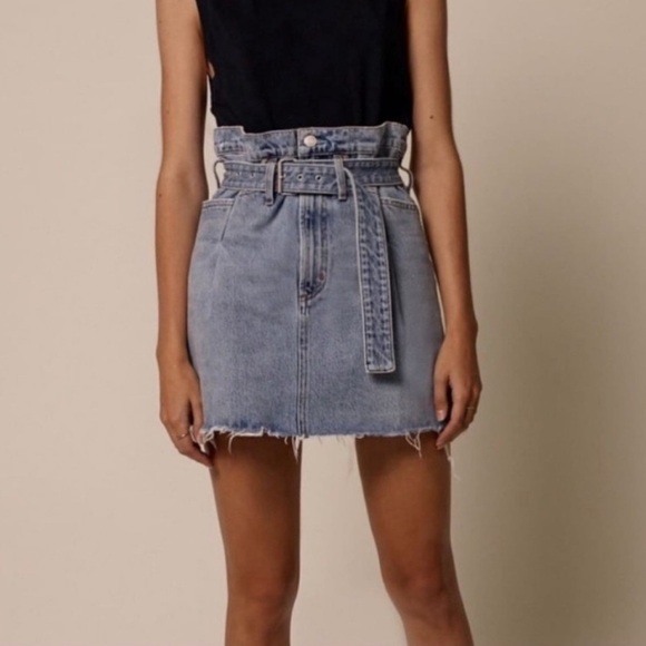 AGOLDE paper bag belted denim jean skirt. Size 26 - Picture 9 of 10